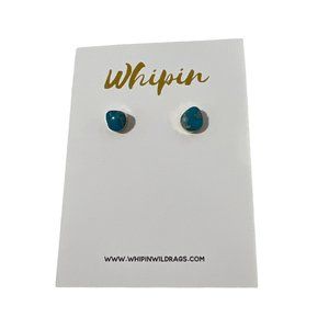 Whipin Wild Rags Turquoise Stud Earrings Blue Gold Womens Southwestern NEW